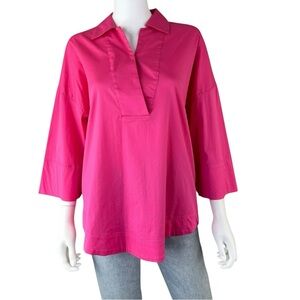 Chico's Pink Cotton Popover Top Size M B0458